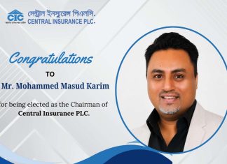 Congratulation to Mr Mohammed Masud Karim, Chairman. Central Insurance PLC.